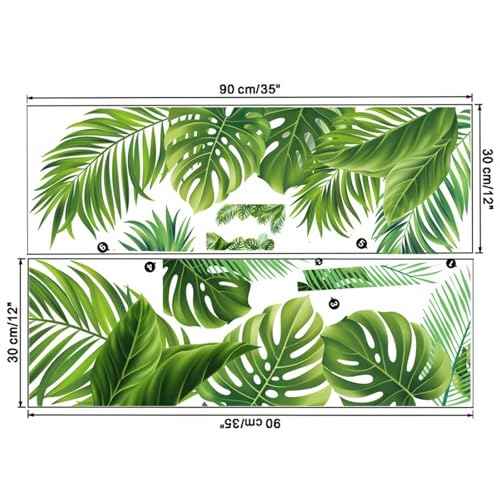 Green Leaf Wall Sticker, Flower, Bird, Jungle, Green Plant Sticker, Peel and Paste Tropical Rainforest Turtle Back Leaf Wall Sticker, Bedroom Porch, Living Room, Bedroom Home Decoration Wall