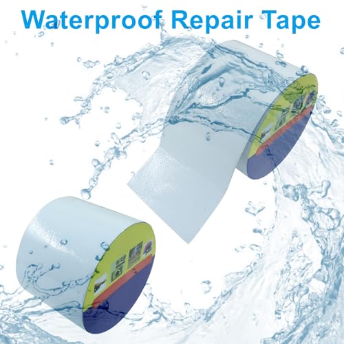 Waterproof Repair Tape, UV-Proof Multi-Surface Instant Seal Patch Repair for RV Awning, Boat Cover, Tent, Tarp & Canvas (3 Inch x 24.6FT, White)