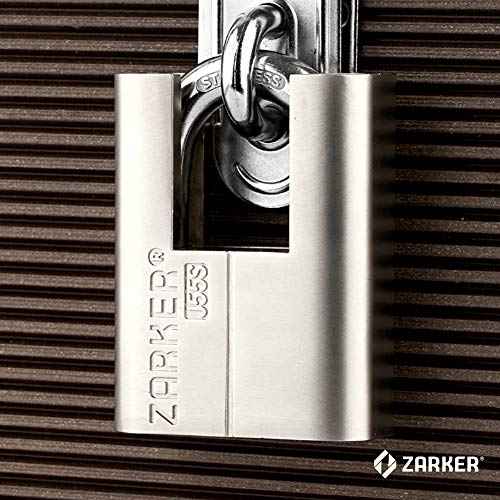 J55S keyed Padlock, Heavy Duty Stainless Steel Shackle Lock, Waterproof and Rustproof Storage, Warehouses, Garage, Outdoors, 1-Pack