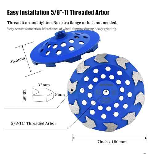 7 in.x 5/8-11 in. Abor Threaded 10 Arrow Segments Grinding Cup Wheel (5/8"-11 Threaded)