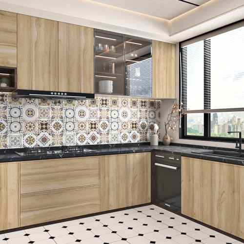 Wallercity Light Brown Wooden Wallpaper Peel and Stick Oak Wood Contact Paper for Countertops Removable Peel and Stick Wallpaper Waterproof Vinyl Wood Grain Contact Paper for Cabinet Desk 15.8x78.7 IN