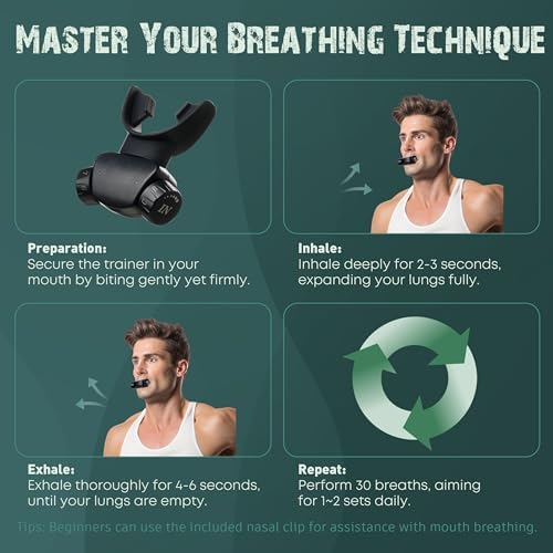 Breathing Trainer | Premium Silicone Trainer | Boost Breathing Patterns | Adjustable Resistance Levels | Compact, Portable, and Easy to Maintain (Black)