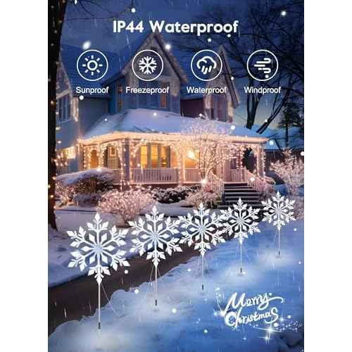 Brightown Snowflake Lights Outdoor, 10 Large Snowflake Christmas Pathway Lights, Christmas Decorations Outside Yard Sidewalk Walkway Driveway Marker Stake, White