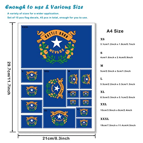 QQSD Nevada Flag Sticker Decal in Multiple Sizes, 3 Pack, 11.7 x 8.3 Inches