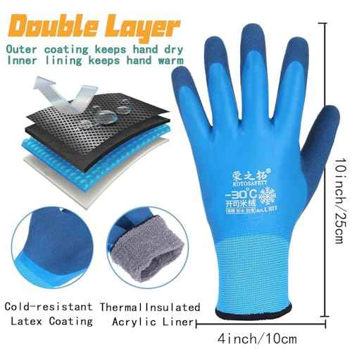 Waterproof Winter Work Gloves for Men Thermal Insulated Gloves Warm Freezer Working Gloves for Cold Weather