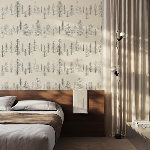 Yancorp 17.3"x118.1" Beige Textured Peel and Stick Tree Wallpaper Self Adhesive Vinyl Removable Decorative Contact Paper for Kitchen Cabinets, Furniture, Bedroom, Bathroom and Walls,Christmas