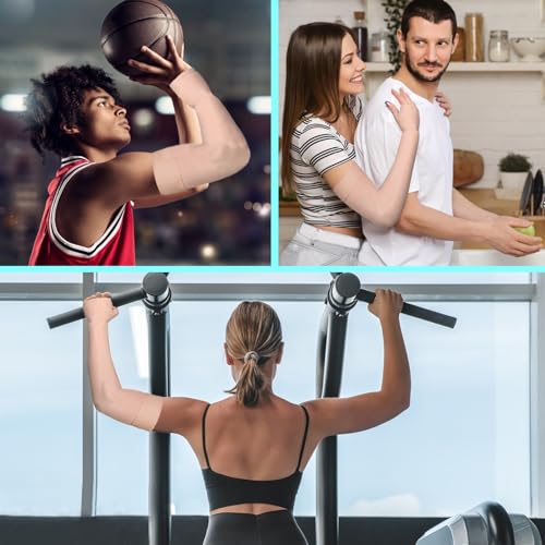 Medical Compression Arm Sleeve with Silicone Dot&Gauntlet for Women Men,20-30 mmHg Graduated Compression Full Arm Support for Edema,Post Surgery Recovery,Swelling,Pain Relief(X-Large,Single)