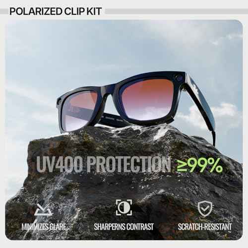 Compatible with Ray Ban Meta Wayfarer RW4008,Polarized Color Changing Clip Quick Install Anti Glare Lens Attachment
