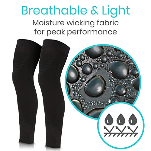 Vive Full Leg Compression Sleeves for Men & Women (Pair) - Knee, Calf, & Thigh Support Brace Wrap for Basketball, Football, Wrestling - Footless Long Running Accessories for Shin Splints (Small)