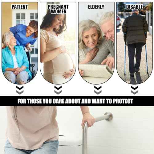 Zonon Wall to Floor Safety Grab Bar 24" by 33" Drinking Fountains Stainless Steel Brushed Finish Non-Slip Split-Design Shower Toilet Grab Bars forBathroom Wet Areas Disabled Elderly Pregnant Women