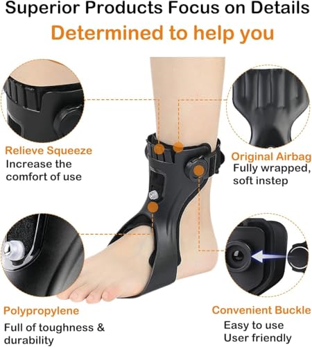 AFO Drop Foot Brace, Upgraded Medical Foot Up Ankle Foot Orthosis Support with Inflatable Airbag for Hemiplegia Stroke Shoes Walking Foot Stabilizer (Left, S)