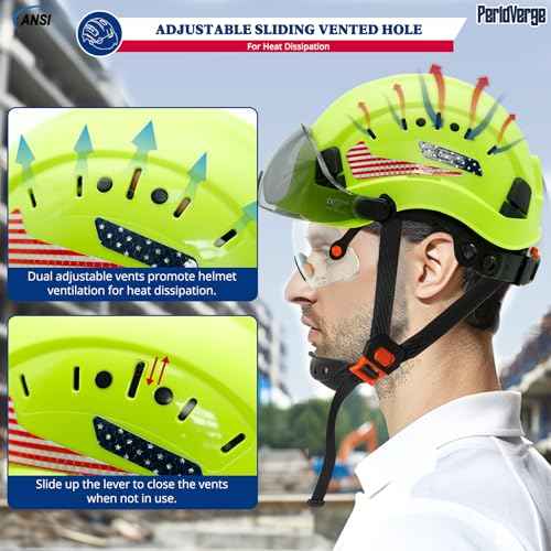 Construction Hard Hat with Visor and Hearing Protection-Green Safety Hardhat OSHA Approved with Face Shield and Visor and Ear Protection,Chainsaw/Forestry/Arborist Helmet with Chin Straps
