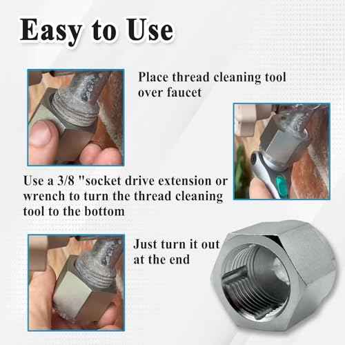 05265 Thread Clean Adapter for Household Outdoor Faucets, Clean Wrench Tool, Silver