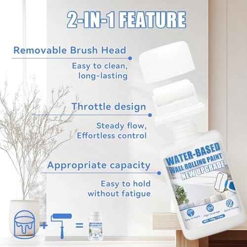 White Paint, White Touch up Paint for Walls with Roller 100g, Water Based, Low Odor, Quick-drying, Suitable for Covering Stains, Scratches, Graffiti, DIY