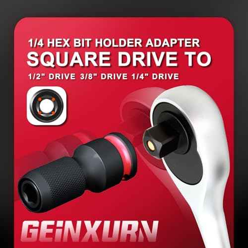 2PCS Impact Screwdriver Bit Holders, 3/8-Inch Square Drive to 1/4-Inch Quick Release Hex Socket Adapter for Impact Wrench