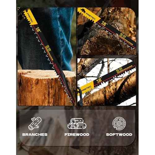 Wood Pruning Reciprocating Saw Blades, 12 Inch Pruning Blades for Reciprocating Saw, High Carbon Steel Reciprocal Saw Blades for Tree Trimming, Wood Cutting with Organizer Case, (10 Pack/5TPI)