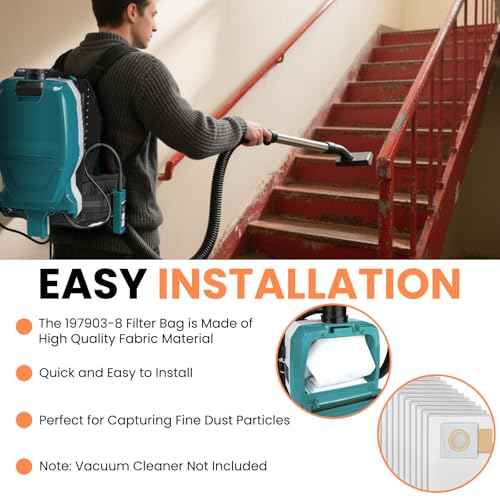 Zookpr 10-Pack 197903-8 Filter Bag for Makita Vacuum Filters 18V X2 LXT Backpack Vacuum Models XCV05, XCV09 and XCV10, White Filter Collector Dust Bag