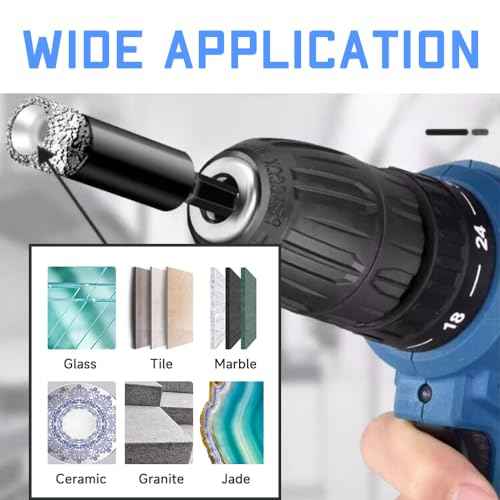 Dry Diamond Core Drill Bits Set 5PCS, 1/4" Carbide Drill Tile Hole Saws Vacuum Brazed with Hex Shank for Ceramic, Porcelain Tiles, Marble, Granite, Quartz, Glass, Hard Materials.