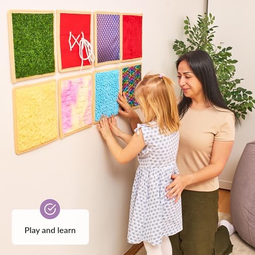Sensory Wall Panel for Kids | Textured Tiles Sensory | Sensory Wall for Play & Learning | Sensory Mats for Toddlers & Classrooms | Interactive Texture Panels | Sensory Wall 8 Pack