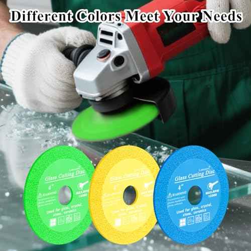 Lamoutor 3Pcs 4 Inch Glass Cutting Disc for Angle Grinder, Diamond Saw Blade, Tile Cutter Blade for Cutting Marble Glass Tile Jade Crystal£¨Green/Blue/Yellow£©