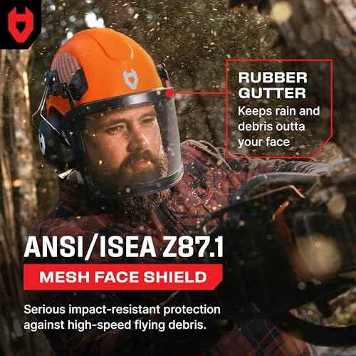 NoCry ANSI Z89.1 Rated Arborist Helmet ? Chainsaw Helmet with Face Shield and Ear Muffs ? Adjustable Hard Hat with Adaptive Ventilation; Impact-Resistant Mesh Face Shield for Forestry with Side Guards