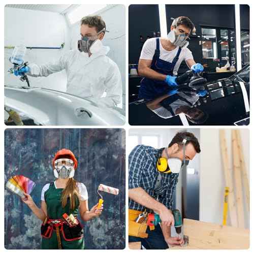 Reusable Respirator Mask with Filters 6001, Half Face Gas Mask For Chemical Spraying Painting Welding Construction