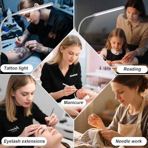 Bright LED Floor Lamps Touch and Remote Dimming for Eyelash Extension Tattoo Manicure Craft Drawing Makeup Living Room Bedroom Office Adjustable Gooseneck Standing Reading Lights esthetician lash lamp
