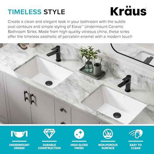 KRAUS Elavo 20.25 in. Rectangular Porcelain Ceramic Undermount Bathroom Sink in White with Overflow Drain, KCU-244
