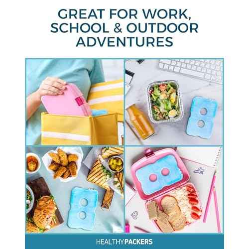 Healthy Packers Ice Packs for Lunch Boxes & Coolers - Freezer Packs - Original Cool Pack | Cooler Accessories for Beach, Camping & Fishing | Slim & Long-Lasting Reusable Ice Pack for Cooler