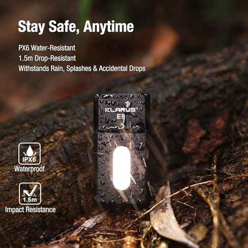 Klarus E8 180¡Æ Swivel Head & Triple-Light Pocket Flashlight - 1000 Lumens, Rechargeable, IPX6 Waterproof, Magnet, Clip (EDC)