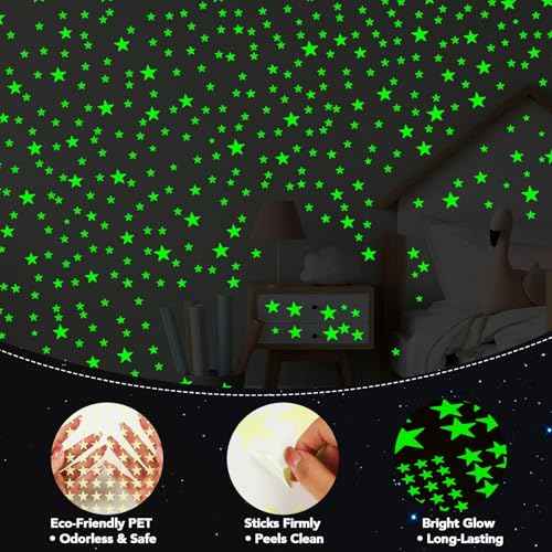 AOWDIAO Glow in The Dark Star Stickers ? 630?Pieces (4?Sizes) ? Luminous Ceiling & Wall Decor for Kids¡¯ Bedroom, Nursery, Party