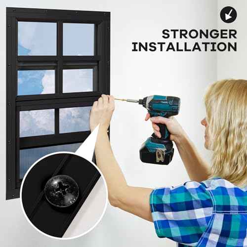 Shed Windows 2 Pack, Chicken Coop Windows 12" x 18" with Tempered Glass and Fiberglass Screen, Flush Mounted Small Window for Shed, Barns, Playhouse, Household, Garage (Black)