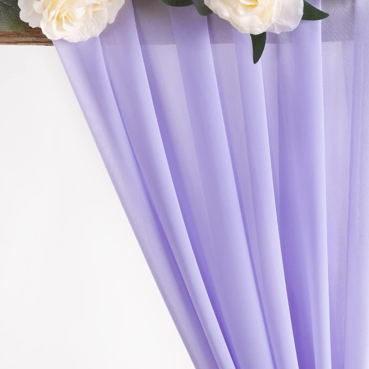 MLMW Chiffon Fabric Sheer Fabric by the Yard 5 Yards 60" Wide Lilac Wedding Arch Draping Fabric Sheer Material for Party Backdrop Curtain Arch Ceiling Decor