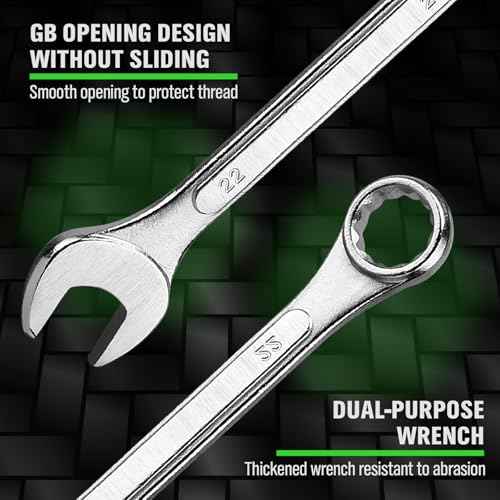 19-Piece Metric Combination Wrench Set, 6-24mm Standard Spanner Wrench Set, Mechanic Tool Sets with Rolling Pouch, Open End Wrenches for Household, Garage, Workshop, Auto Repairs