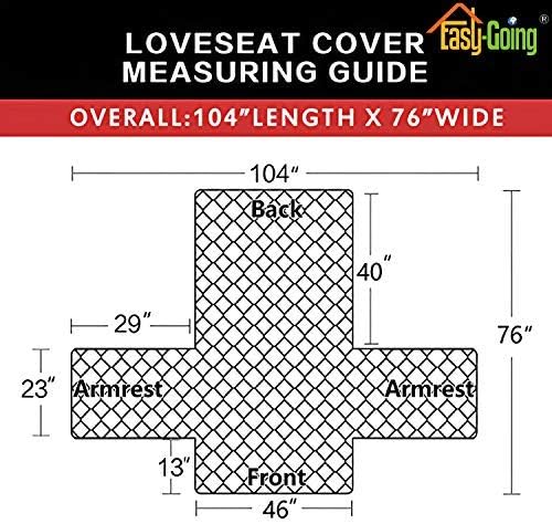 Easy-Going Reversible Loveseat Couch Cover for 2 Cushion Couch Sofa Cover for Dogs Water Resistant Furniture Protector with Foam Sticks Elastic Straps for Pet (Loveseat, Navy/Ivory)