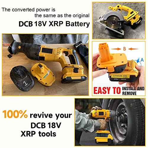 ¡¼Fast USB | Replace for Dewalt 20V to 18V Battery Adapter¡½ Converter DCA1820 for Dewalt 18V Tools Convert Dewalt 20V Battery DCB203 DCB206 to Dewalt 18V XRP NiCd NiMh Battery DC9098 DC9096 for Phone