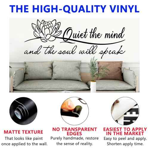 SEATUNE Yoga Pilates Wall Stickers - Inspirational Quotes Motivational Wall Decals - Bathroom Bedroom Living Room Home Vinyl Art Wall Decor - Quiet The Mind and The Soul Will Speak 23"X9"
