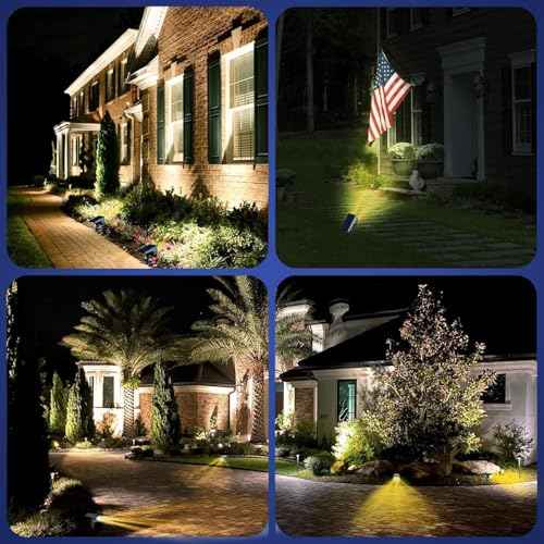 EIUIO Solar Outdoor Lights, 3 Lighting Modes Solar Spot Lights Outdoor with Auto On/Off, Waterproof Landscape Lighting for Garden Yard Pathway