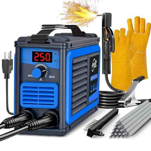 Stick Welder,Portable Welder Machine 110V IGBT Digital Display LCD Upgraded MMA-250A Welding Machine,Hot Start Arc Force Anti-stick Mini Welde (Blue)