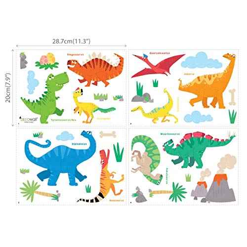 DECOWALL DS4-8032 Colourful Dinosaur Kids Wall Stickers Wall Decals Peel and Stick Removable Wall Stickers for Kids Nursery Bedroom Living Room B (Small)
