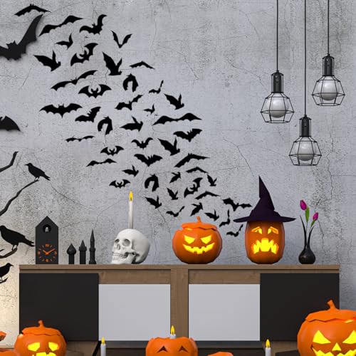 Bats Wall Decals, Halloween Gothic Home Decoration, Large Bats Wall Sticker Room Decor, Wall Decor Mural for Nursery Bedroom Living Room Kitchen Home Decoration.