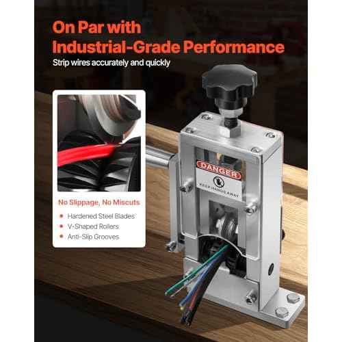 VEVOR Manual Wire Stripping Machine, 0.06-1 in, Copper Stripper with Hand Crank or Drill Powered, 64Mn Quenched Blades, 45# Steel Rollers, Aluminum Alloy Frame Wire Peeler, for Scrap Copper Recycling