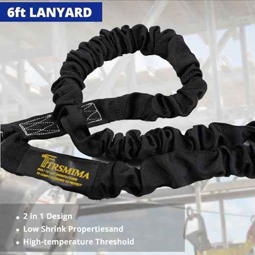 TRSMIMA Safety Harness Fall Protection - Men Construction Full Body Harness Kit for Work with Shock Absorbing Lanyard Tongue Buckle ANSI