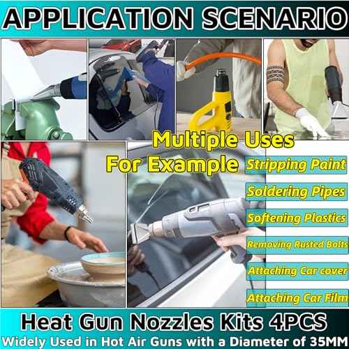 Heat Gun Nozzles Kit 4Pcs,35mm Bottom Soldering Gun Kit M18 Heat Gun Attachments Soldering Accessories Reflector Heat Resisting Stainless Steel for Hot Air Gun Soldering Station Nozzle Tool