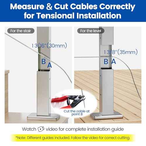 [Patent] Muzata 20 Pack 1/8" Invisible Cable Railing Kit Hardware Upgraded Hand Swage Tensioner Hidden for 2"x2" Metal Post T316 Stainless Steel Deck Cable Railing System CB40