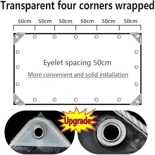 6' X 8' Clear Vinyl Tarp, 14 Mil Clear Tarps Heavy Duty Water Resistant, 400g/m©÷ Thickened Tear Resistant with Metal Grommets, for Patio Porch and Garden Chicken Coop