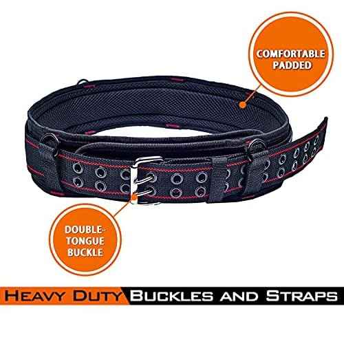 AISENIN 3 inch Padded Tool Belt Work Tool Belt for Heavy Duty Work (Red)
