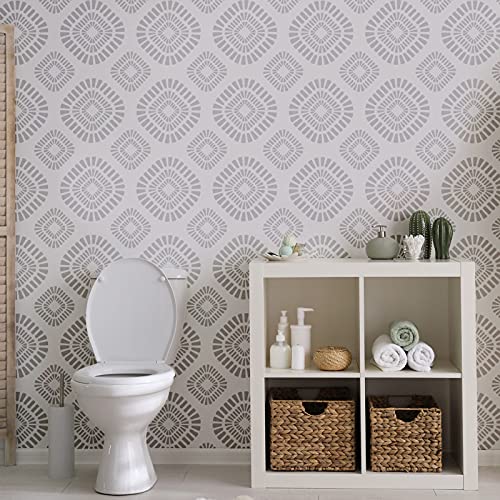 Herringbone Geometric Modern Wall Stencils Pattern Wall Decor Reusable Film Decorative for Painting, Stencils for Walls (Classic Style), 8 Pieces, 12 x 12 Inch