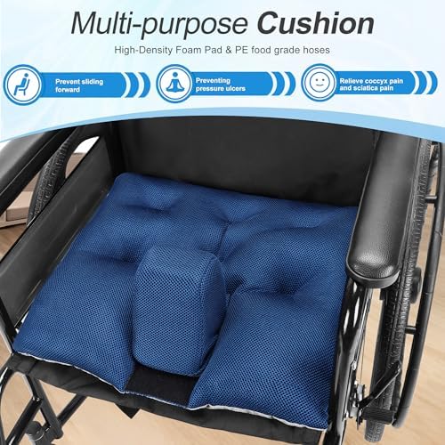 Wheelchair Wedge Pommel Cushion with Safety Straps Non-Slip Wheelchair Cushion for Seniors Prevents Forward Sliding, Provides Leg Abduction, Improves Positioning, Fall Prevention (18*18IN)