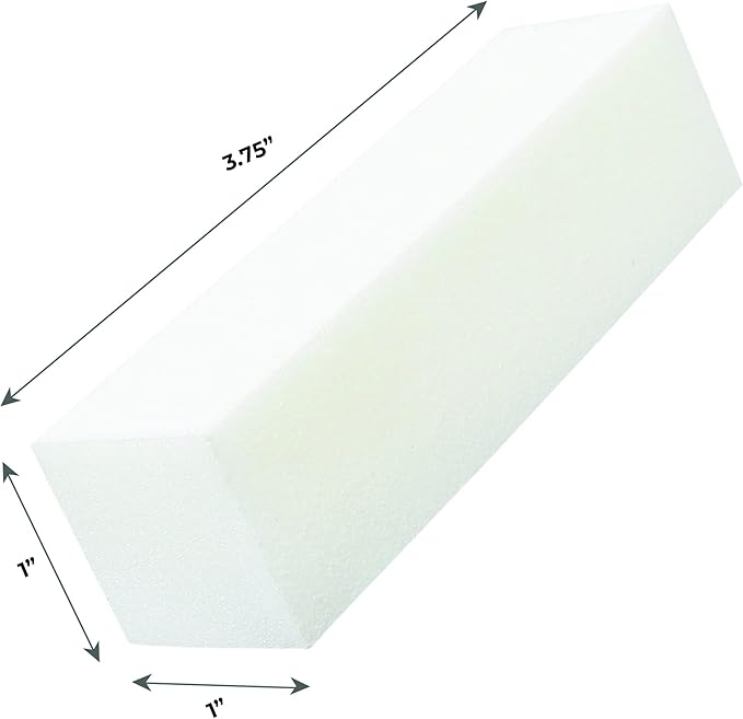 ForPro Professional Collection Super White Buffing Block, 120 Grit, Four-Sided Manicure and Pedicure Nail Buffer, 3.75” L x 1” W x 1” H, 20-Count